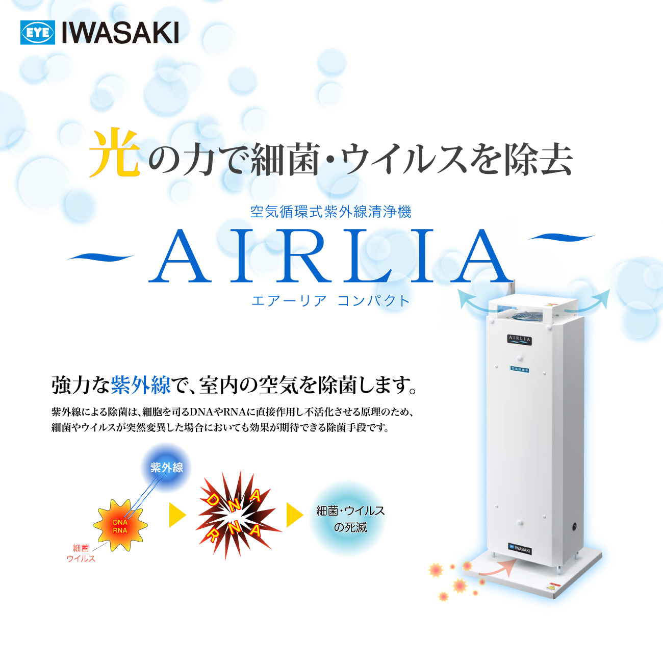 空気循環式紫外線清浄機 エアーリアコンパクト｜岩崎電気-Product Search（プロダクトサーチ）