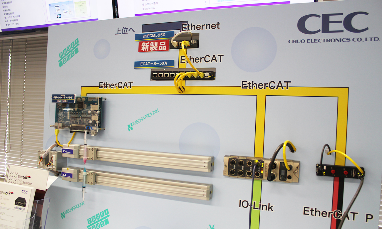 自社開発製品のEtherCAT構成デモパネル